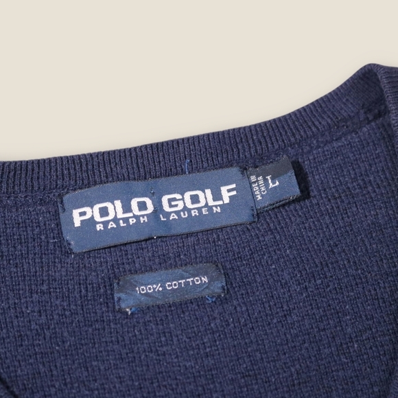 Vintage Polo Golf Ralph Lauren Mens Sweater Vest Size Large Jumper Navy 90s - Picture 3 of 7